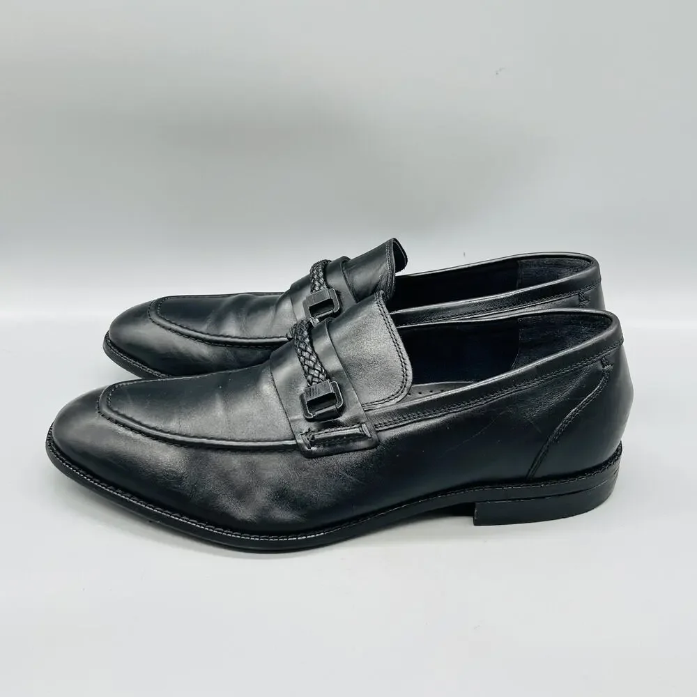 Cole Haan Shoes Men 11 Black Leather Grand 360 Woven Strap Loafers Dress Classic